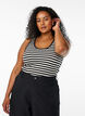 Gestreepte tanktop met een ribstructuur, Zwart, Model image number 0