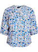 3/4 mouw blouse in katoen met strepen, Blauw, Packshot image number 0