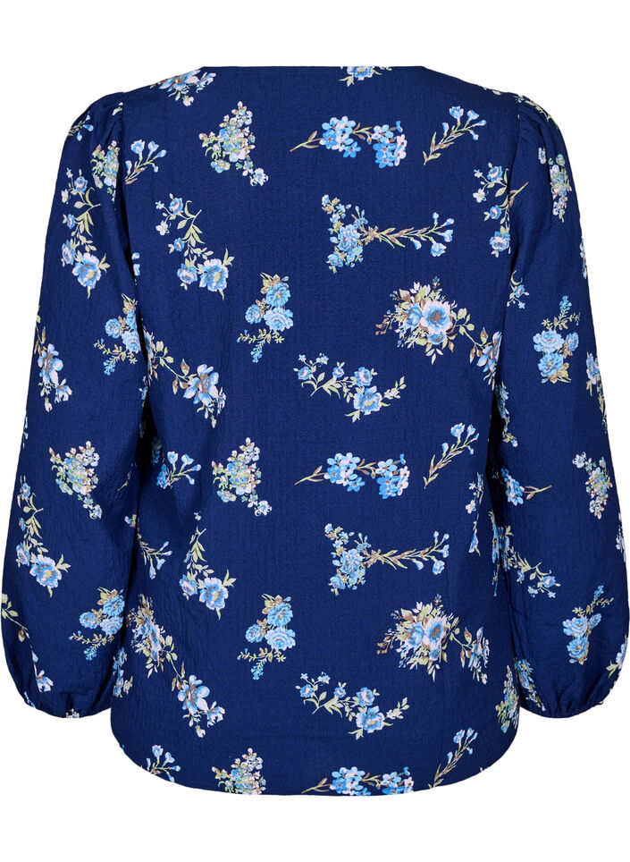 FLASH - Blouse met lange mouwen en kleine bloemen, Blue Flower, Packshot image number 1