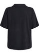 Jerseyblouse met kraag en korte mouwen, Zwart, Packshot image number 1