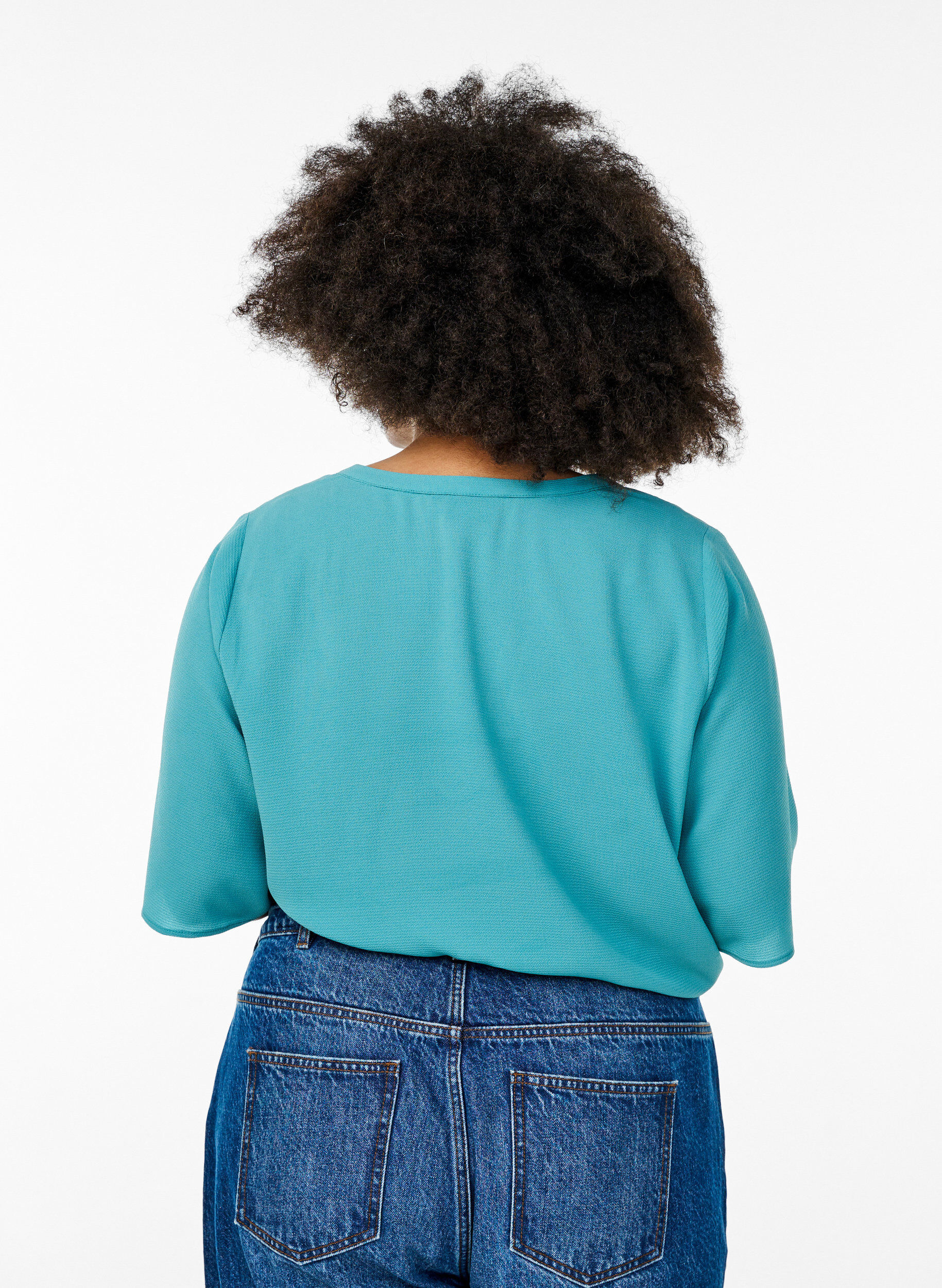 ZizziBlouse met korte mouwen en V-hals, Groen, Model image number 2