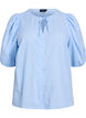 Shirtblouse met strikkoord en gestippelde textuur, Blauw, Packshot image number 0