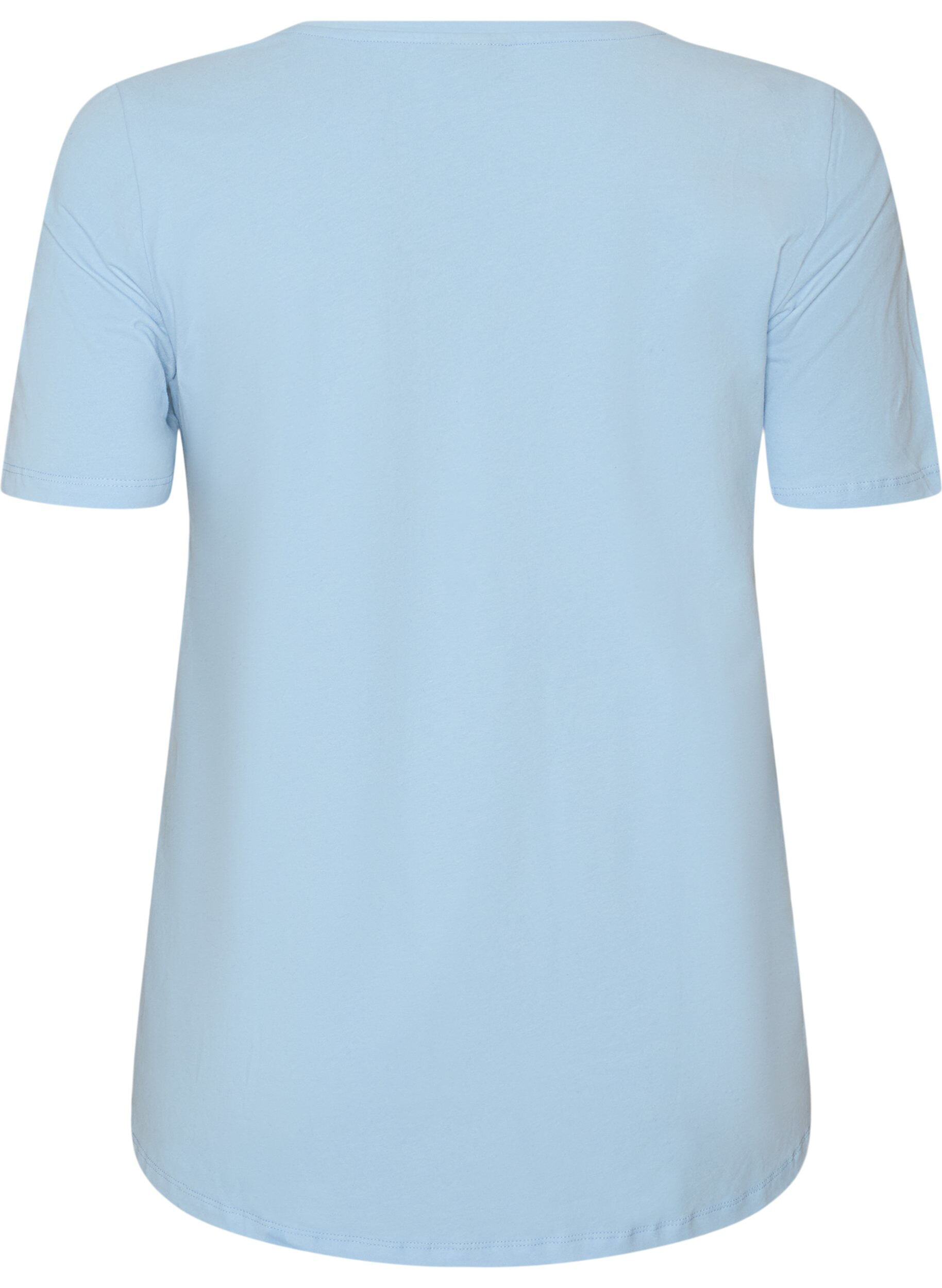 ZizziBasic t-shirt in effen kleur met katoen, Blauw, Packshot image number 1