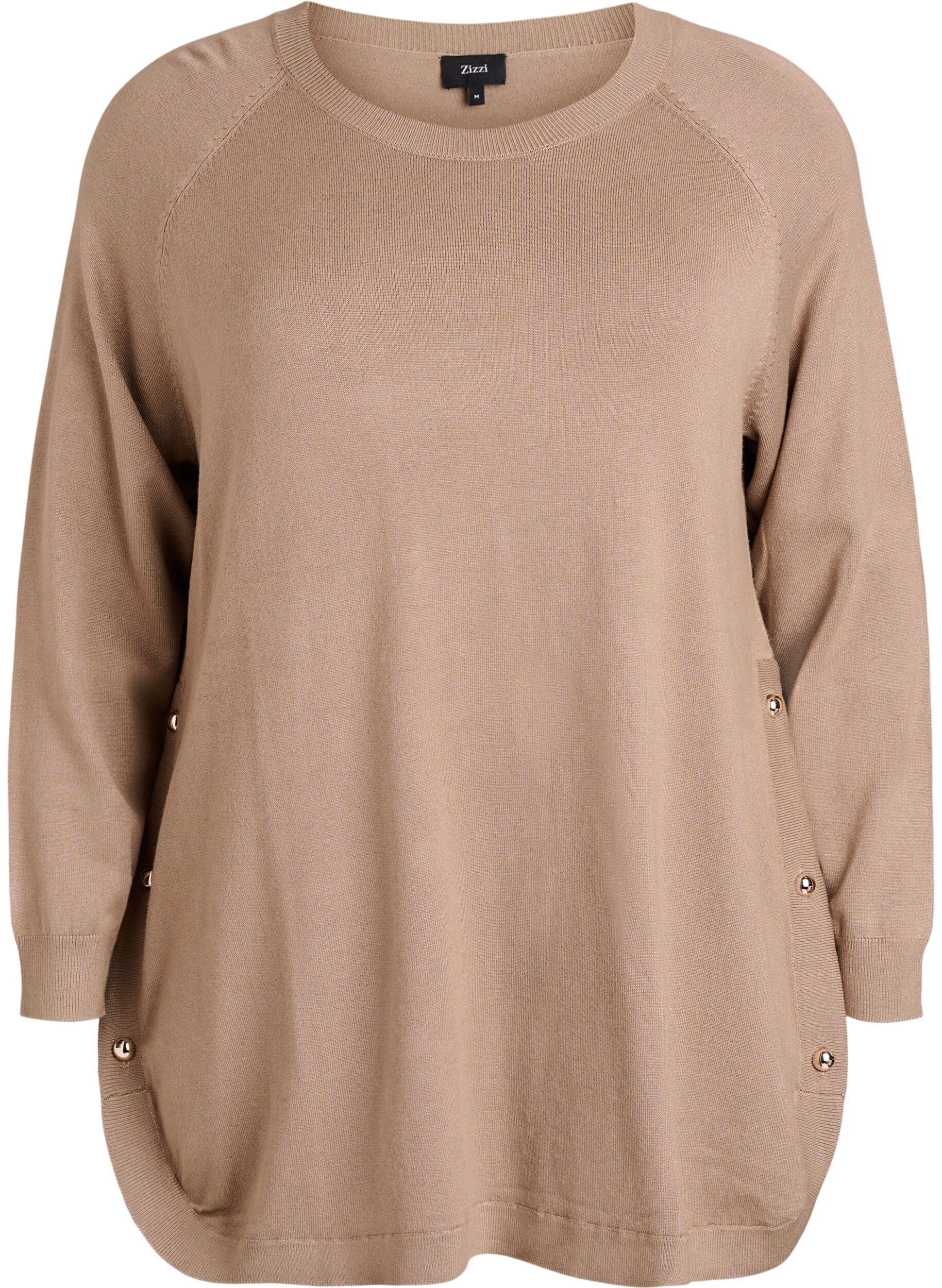 Gebreide blouse met knoopjes aan de zijkant