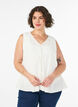Mouwloze blouse met textuur en een striksluiting, Vanille, Model image number 0