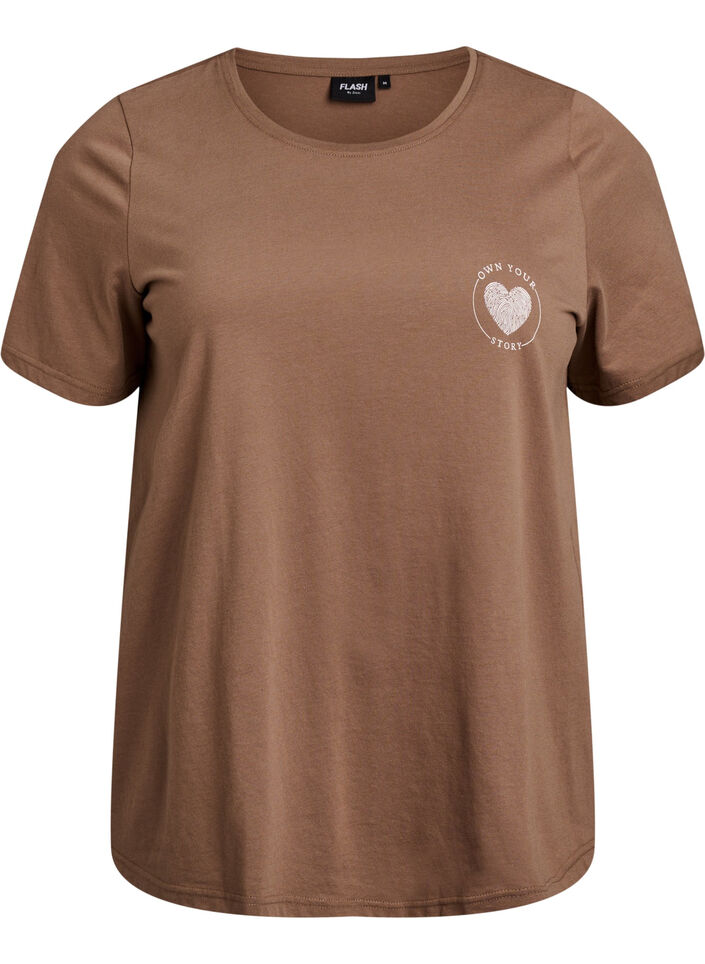 T-shirt met print, Bruin, Packshot image number 0