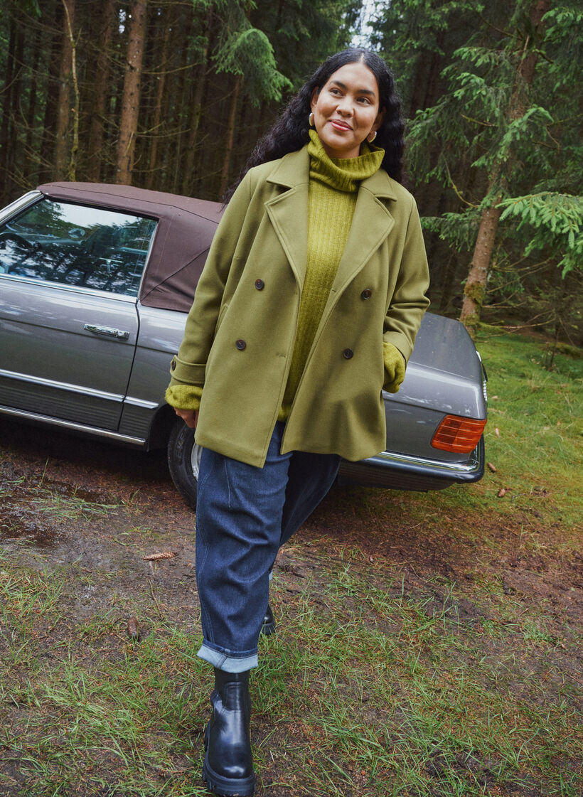 Korte jas met dubbele knoopsluiting, Groen, Image