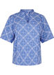 Blouse met korte mouwen en geborduurd patroon, Blauw, Packshot image number 0