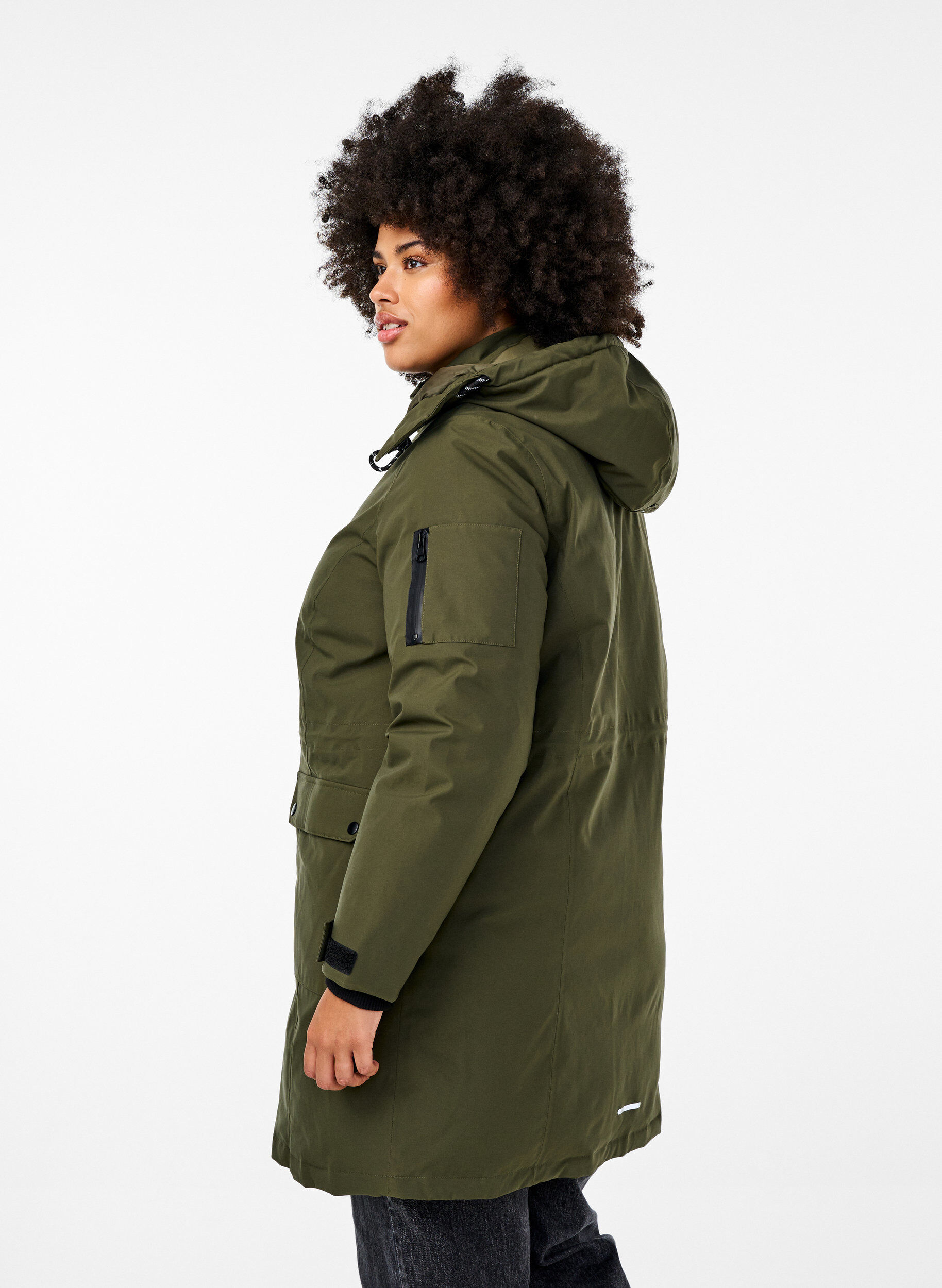 ZizziPraktische winterjas met capuchon en zakken, Groen, Model image number 2