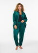 Velours cardigan met ritssluiting en capuchon, Groen, Model image number 1