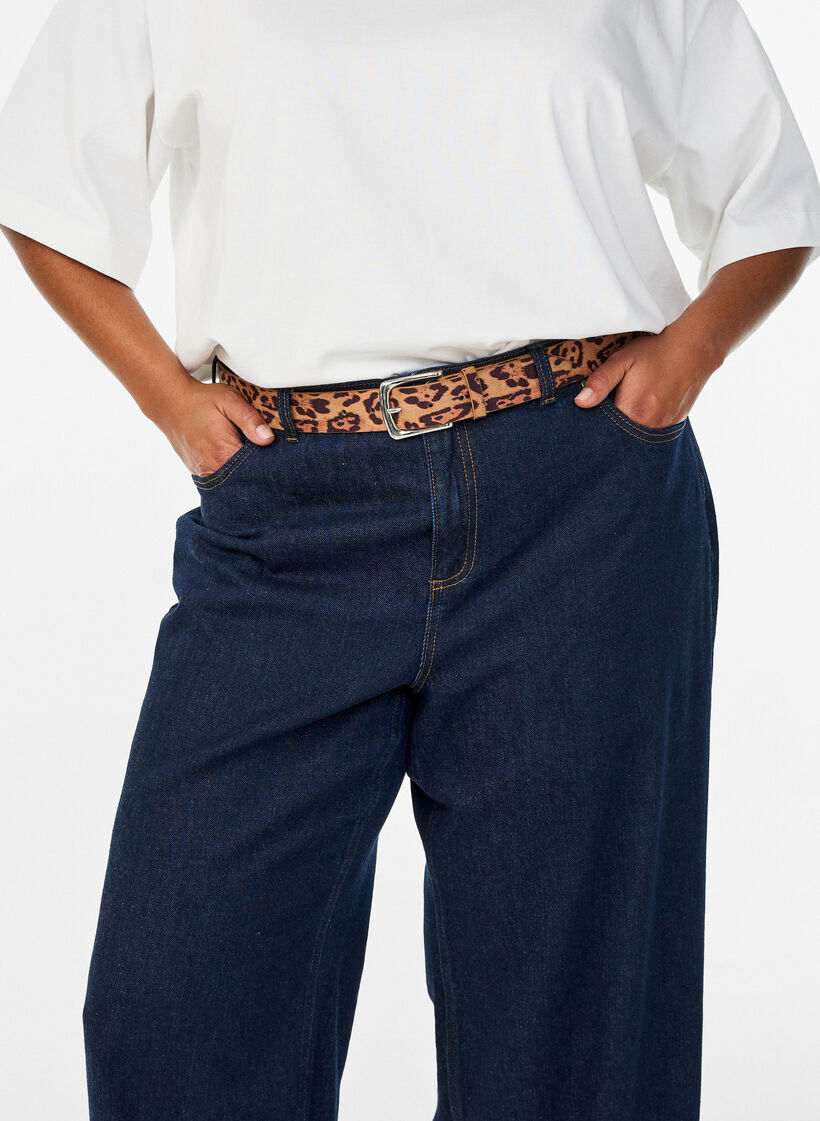 Riem met luipaardprint, Bruin, Model image number 0