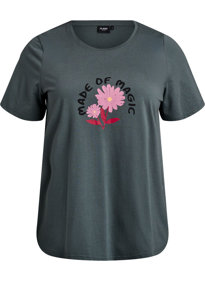 T-shirt met print, Groen, Packshot image number 0