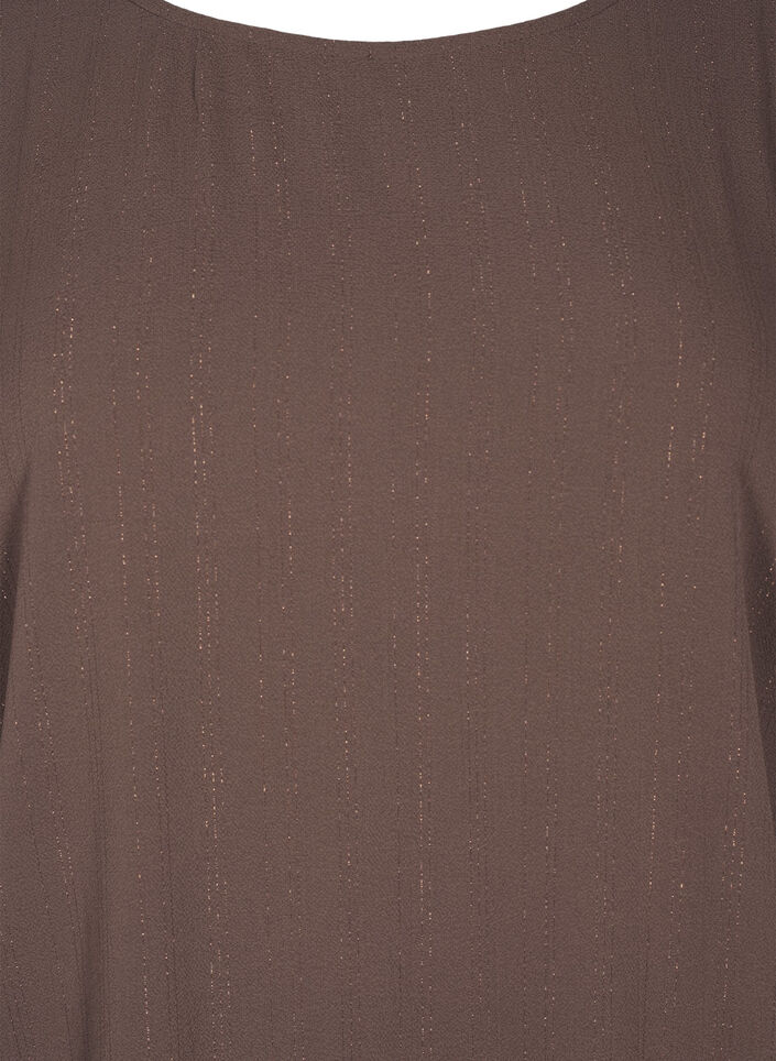 Blouse met zilveren glitter, Bruin, Packshot image number 2