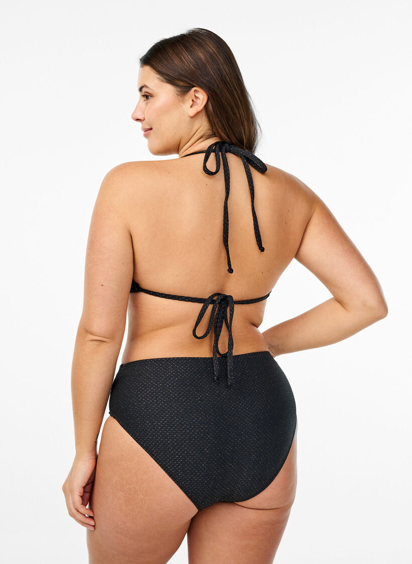 Bikinibroekje met glitter en een tai-snit, Black, Model