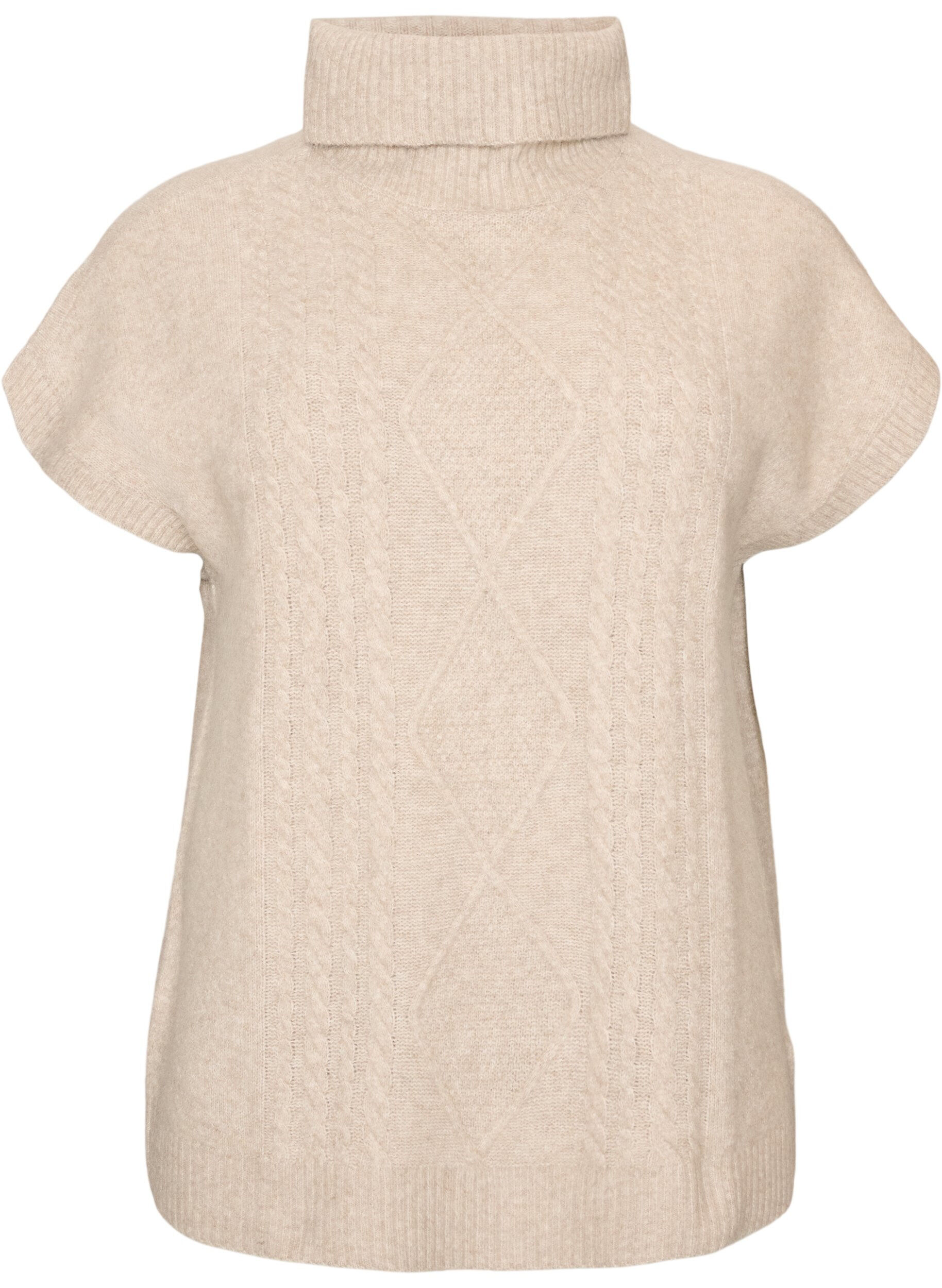 Gebreid vest met col en kabelpatroon
