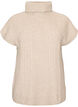 Gebreid vest met col en kabelpatroon, Beige, Packshot image number 0