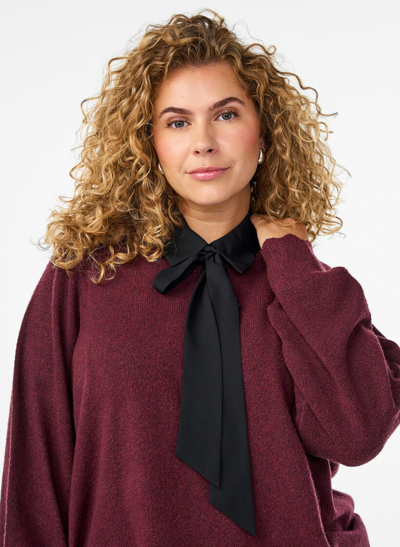 Kraaginzet met afneembare strik, Zwart, Model image number 0