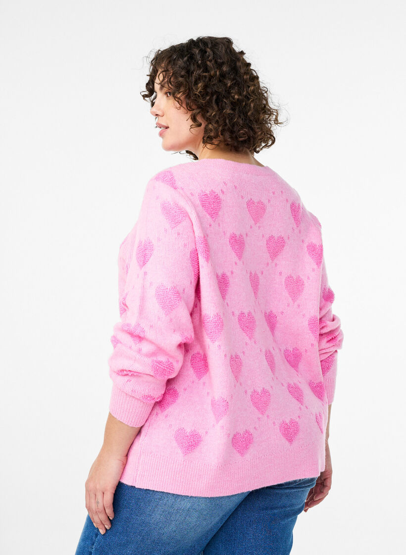 Vest met hartjes en gouden knopen, Roze, Model image number 2