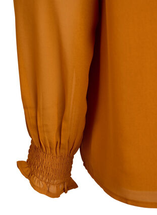 ZizziBlouse met doorschijnende mouwen en smockdetails, Pumpkin Spice, Packshot image number 3