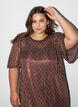 Korte jurk met pailletten en ruitpatroon, Bruin, Model image number 3