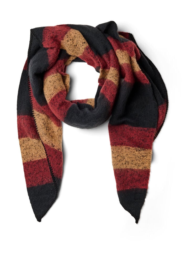 Zachte sjaal met patroon en warme kleuren, Rood, Packshot image number 0