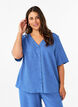 Overhemd blouse met V-hals en korte mouwen, Blauw, Model image number 0