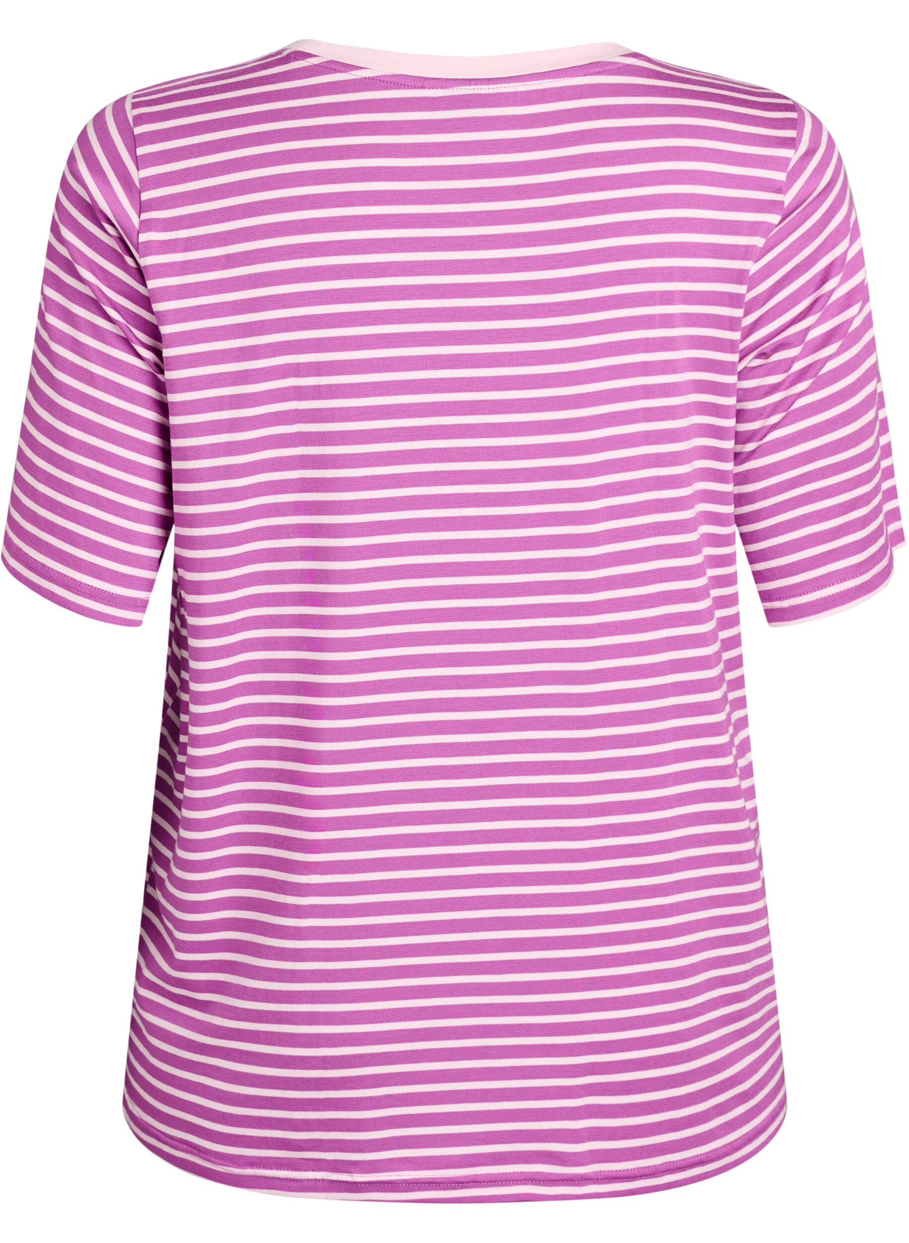 Zizzi T-shirt en TENCEL&trade; Lyocell &agrave; rayures, Violet, Packshot image number 1