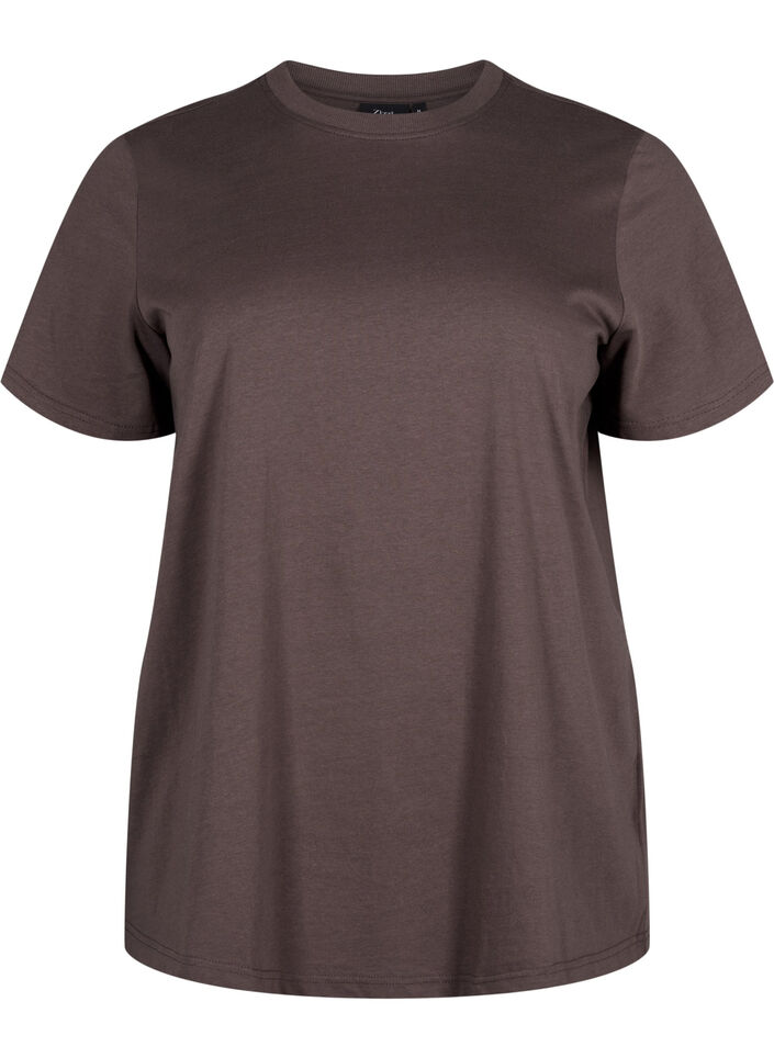 Basic katoenen T-shirt met ronde hals, Chocolate Martini, Packshot