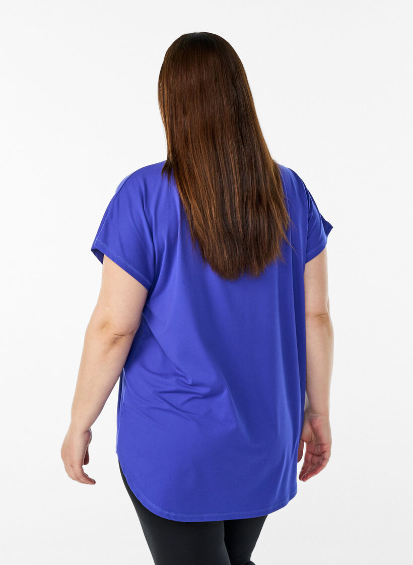 Sportief t-shirt met korte mouwen en v-hals, Paars, Model image number 2