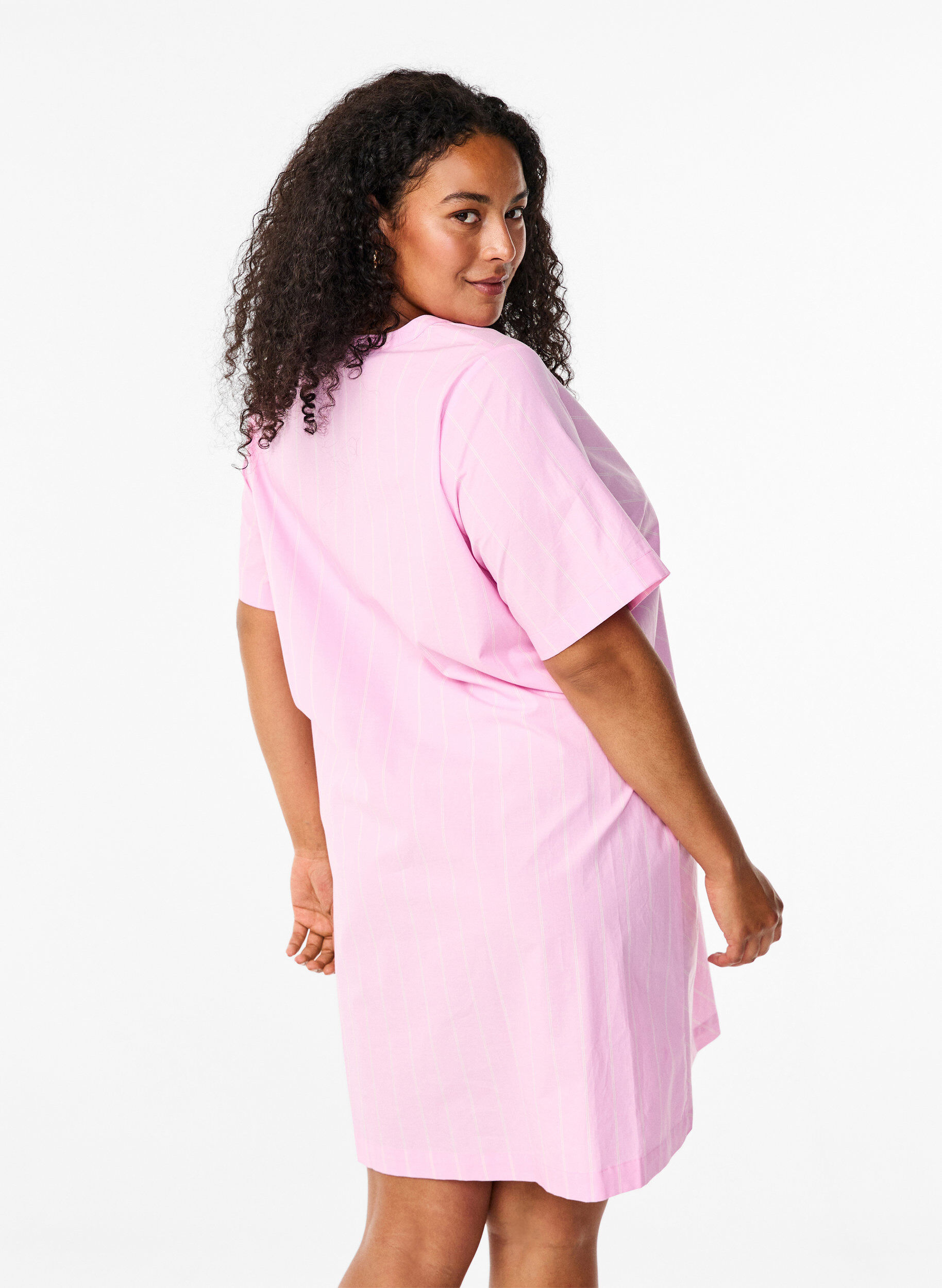 ZizziGestreepte jurk van biologisch katoen, Lilac Sachet, Model image number 1