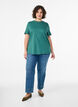 Basic katoenen T-shirt met ronde hals, Groen, Model image number 1