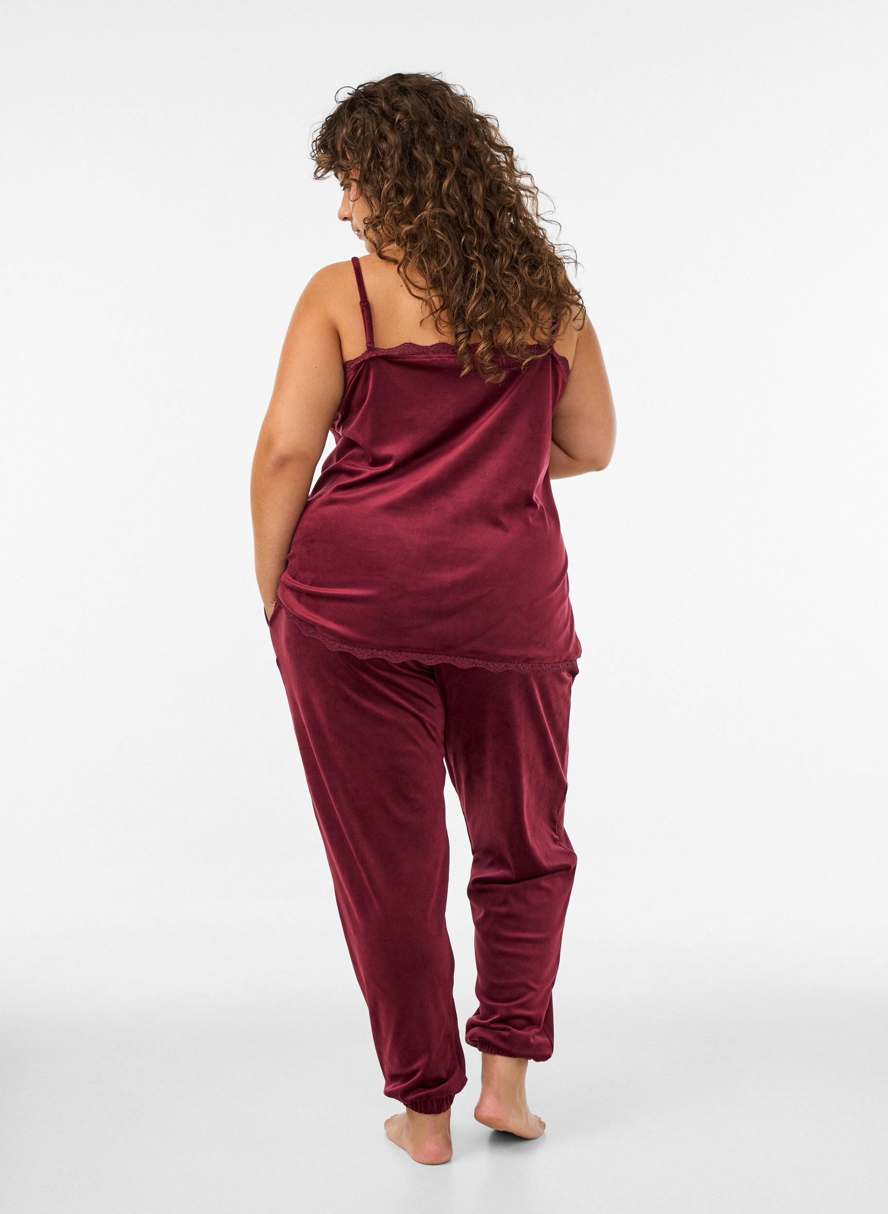 ZizziLosse velourbroek, Rood, Model image number 2