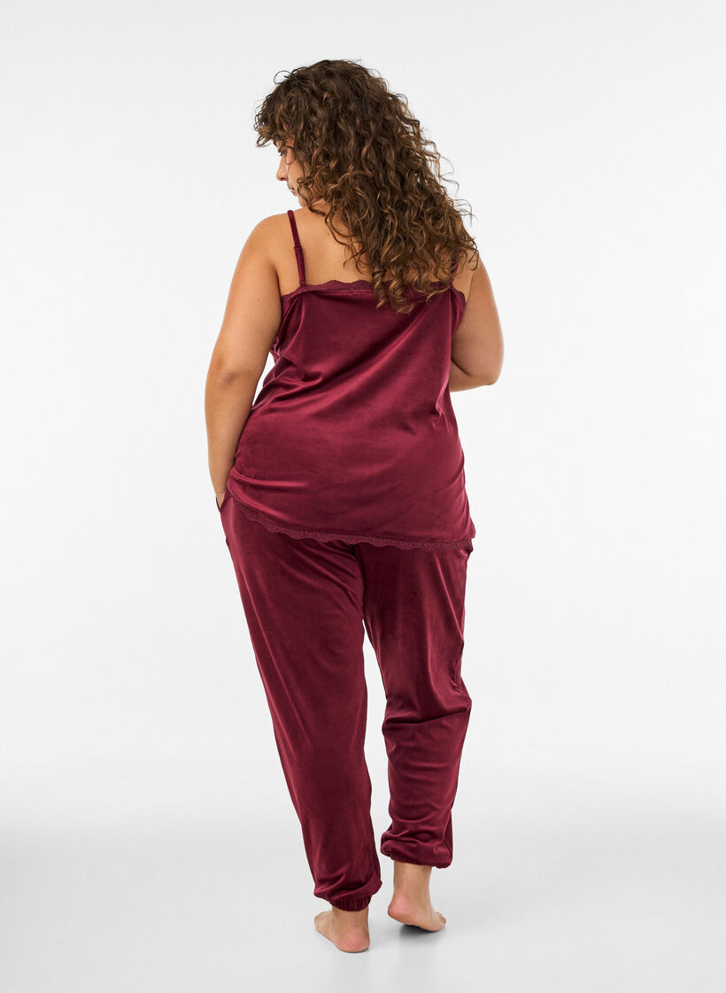 Losse velourbroek, Rood, Model image number 2