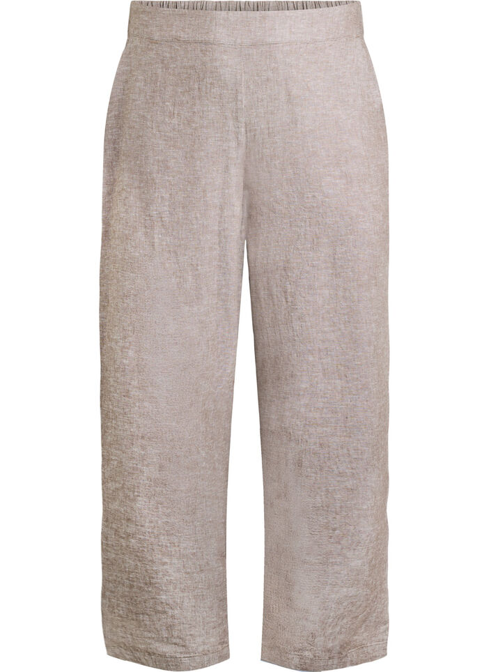 Linnen en viscose broek met losse pasvorm, Fossil , Packshot