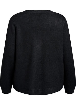 ZizziGebreide cardigan met parelknopen, Black, Packshot image number 1