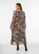 Midi-jurk met ruches en V-hals, Bruin, Model image number 1
