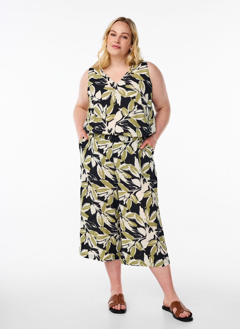 Culotte broek met print, Zwart, Model image number 0