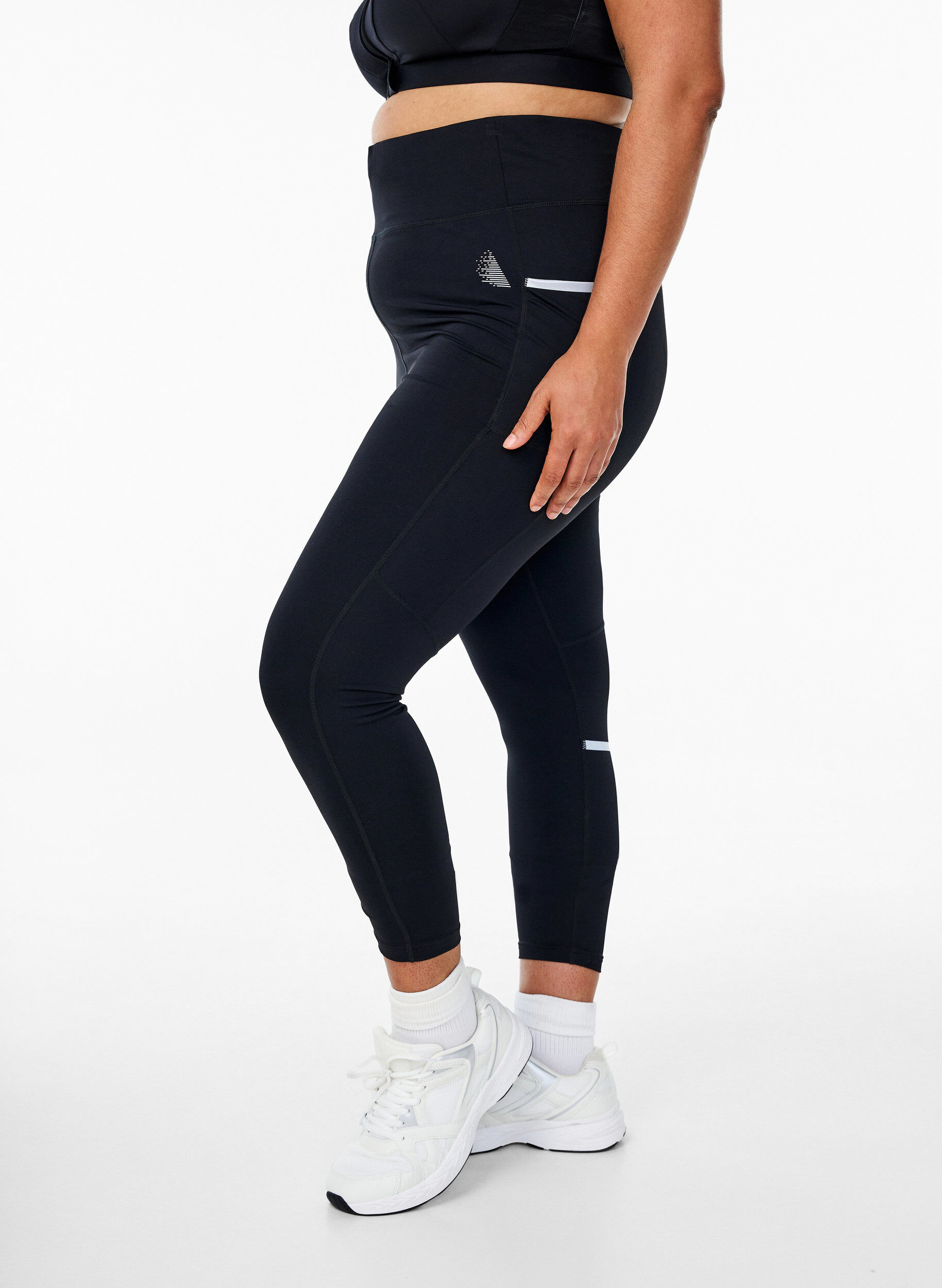 ZizziRunning tights met lichte compressie en zijzakken, Zwart, Model image number 0