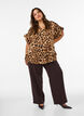 Blouse met luipaardprint en ruches, Bruin, Model image number 1