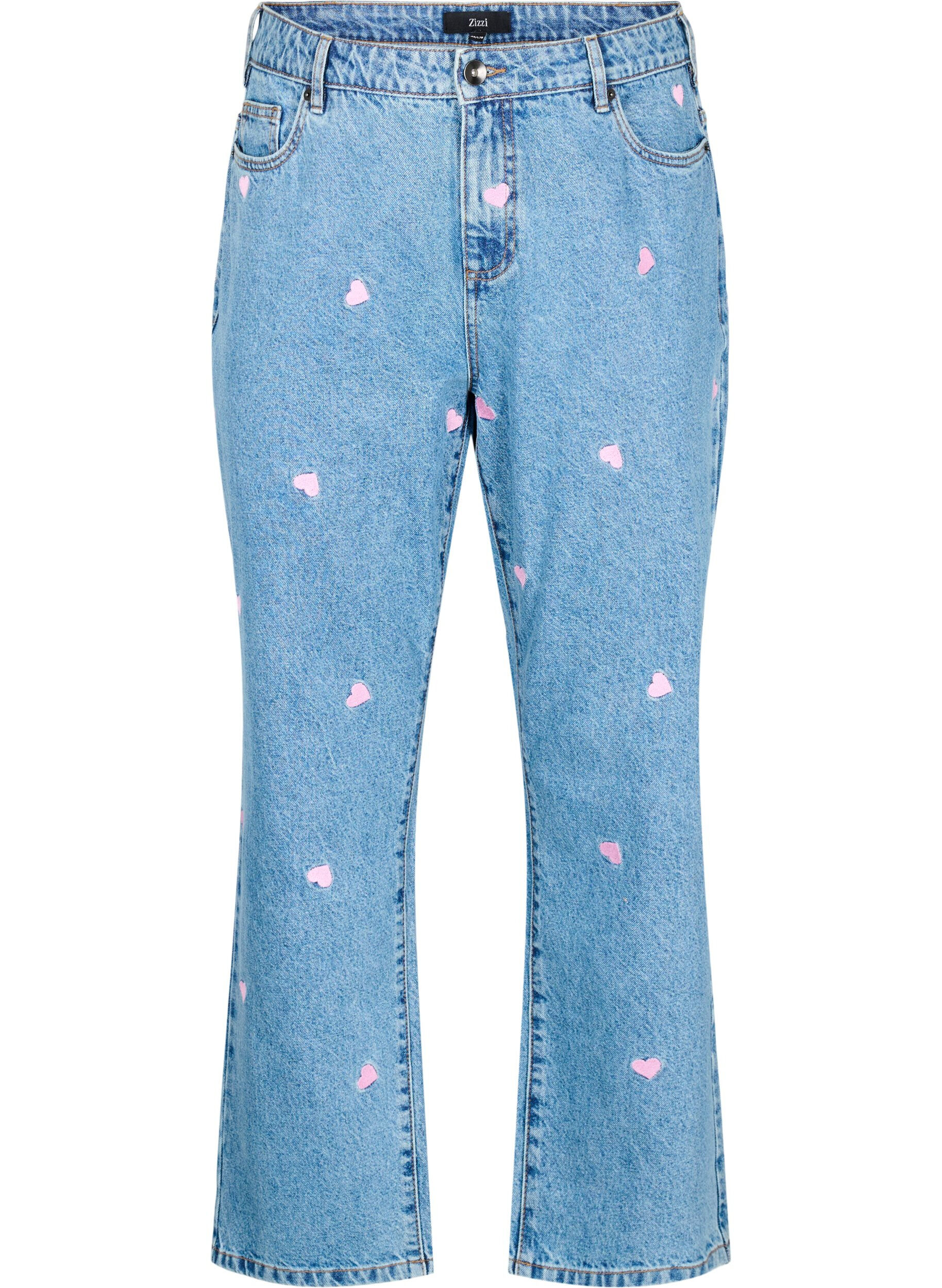 High-waisted Gemma jeans met hartjes