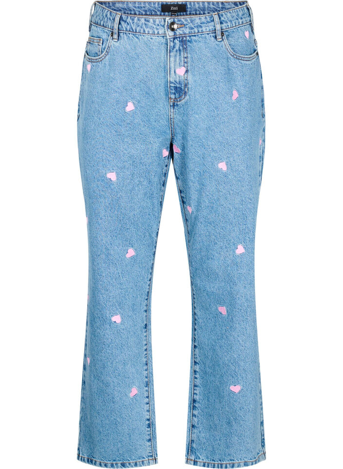 Hoge taille Gemma jeans met lippen, Blauw, Packshot image number 0