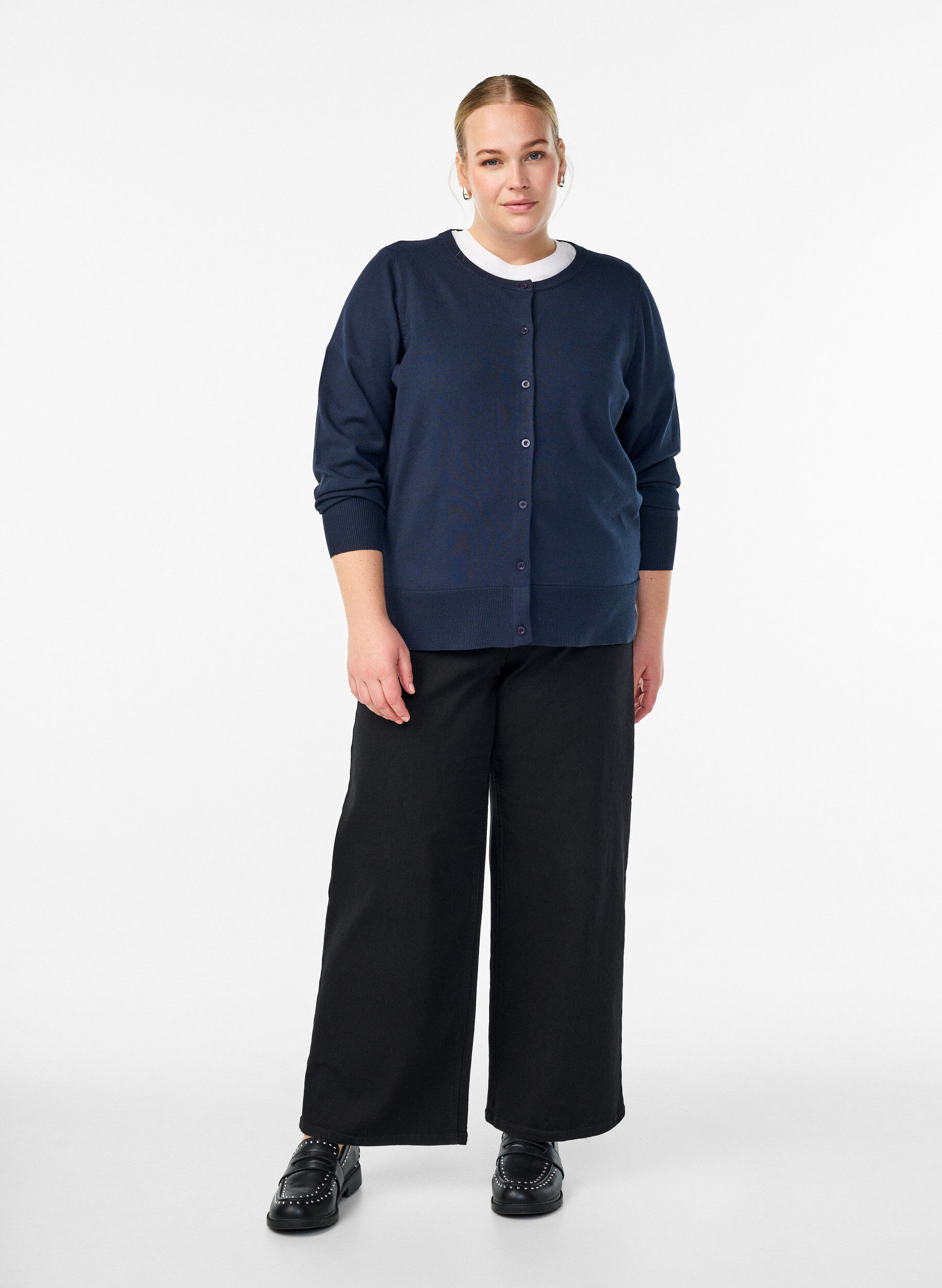 ZizziFijngebreide vest met ronde hals, Blauw, Model image number 1