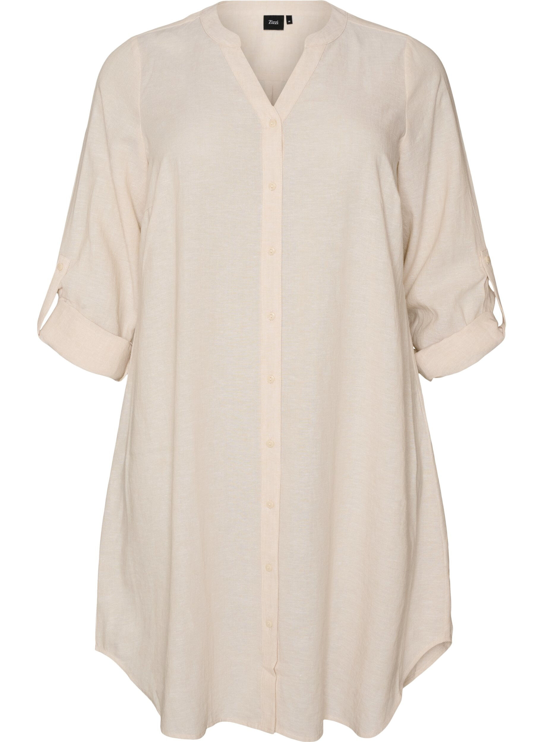 Lang shirt in linnen en viscose