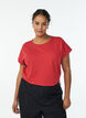 T-shirt met korte mouwen in een katoenmix, Rood, Model image number 0