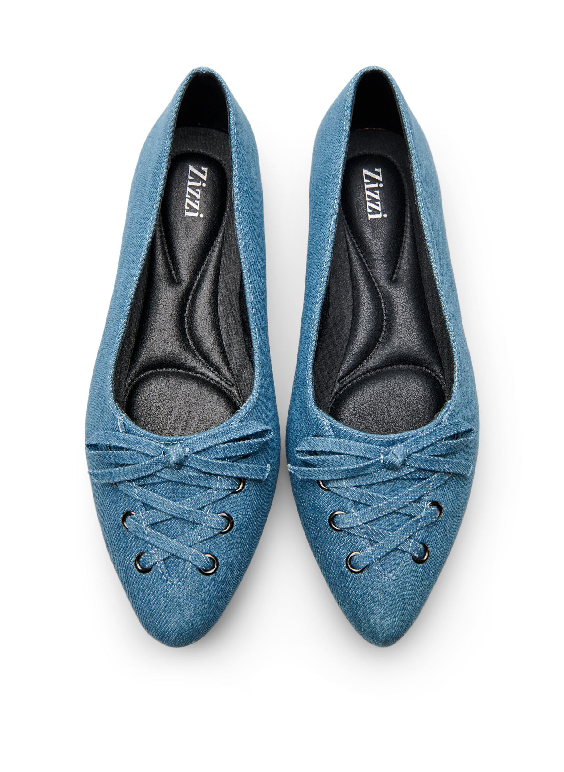 ZizziBallerina flats met vetersluiting, Blauw, Packshot image number 2