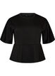 Peplum blouse met ellebooglange mouwen, Zwart, Packshot image number 0