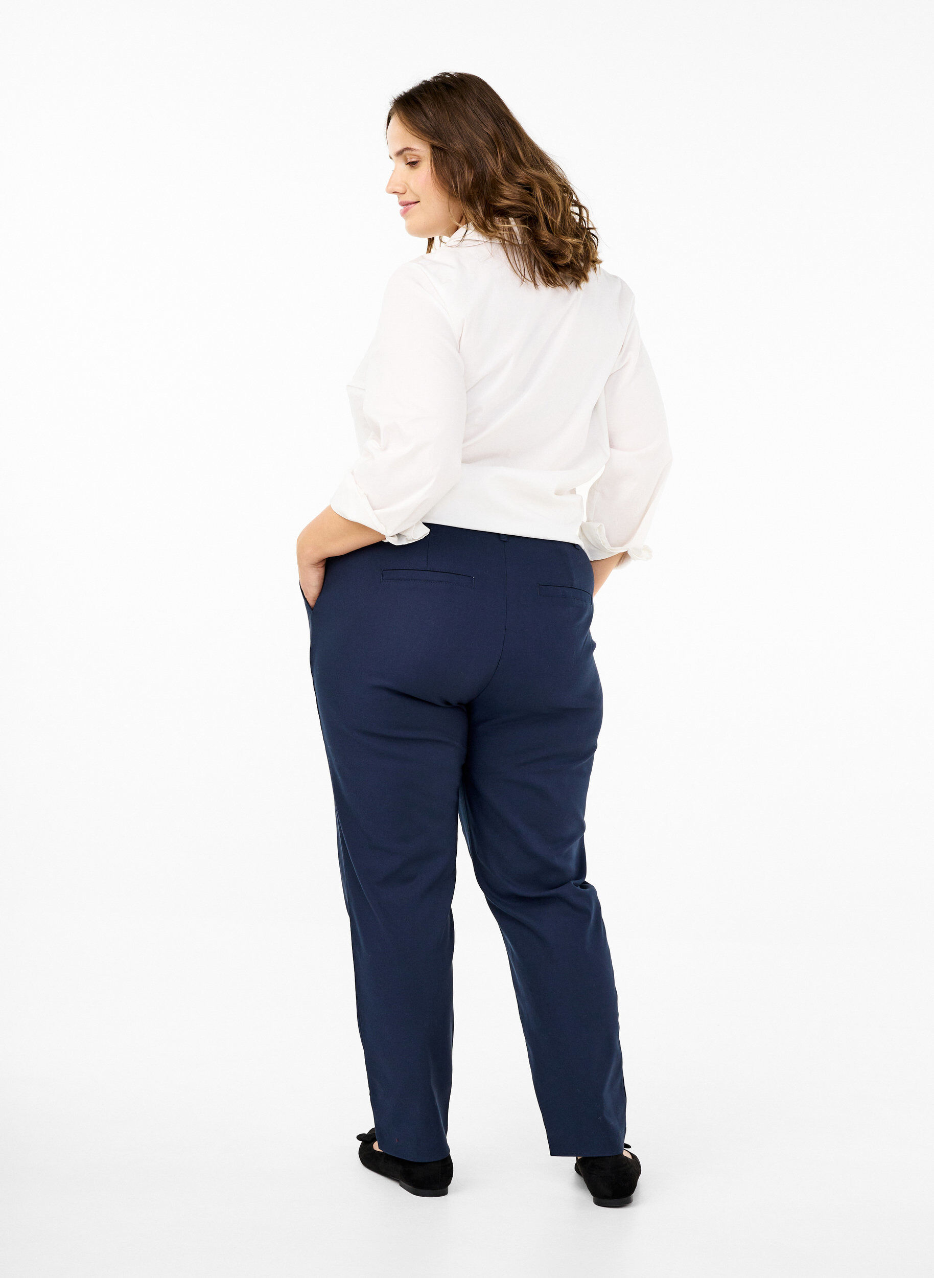 ZizziBroek met hoge taille en rechte pijpen, Blauw, Model image number 1