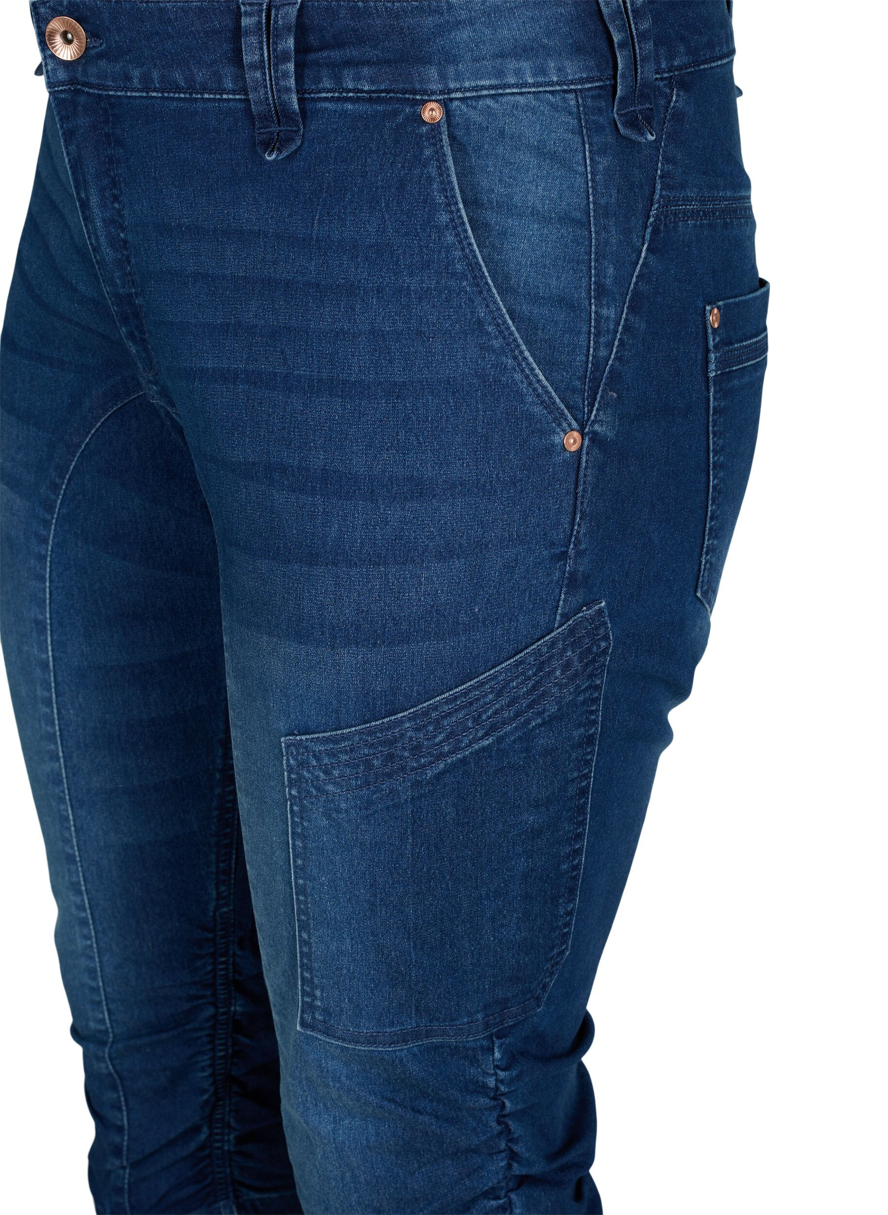 ZizziSlim fit capri jeans met zakken, Blauw, Packshot image number 2
