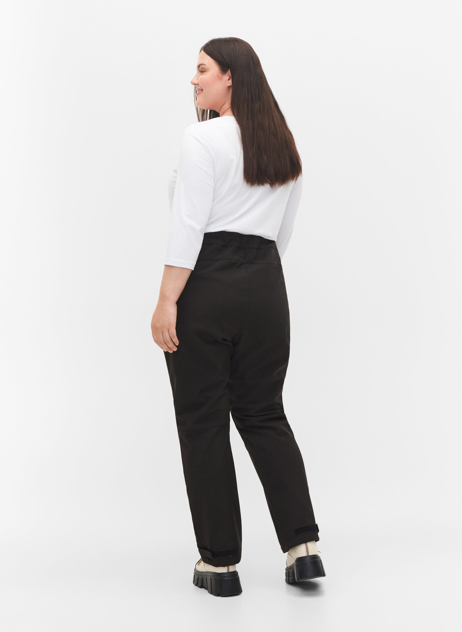 ZizziSoftshell broek met verstelbaar velcro, Zwart, Model image number 2