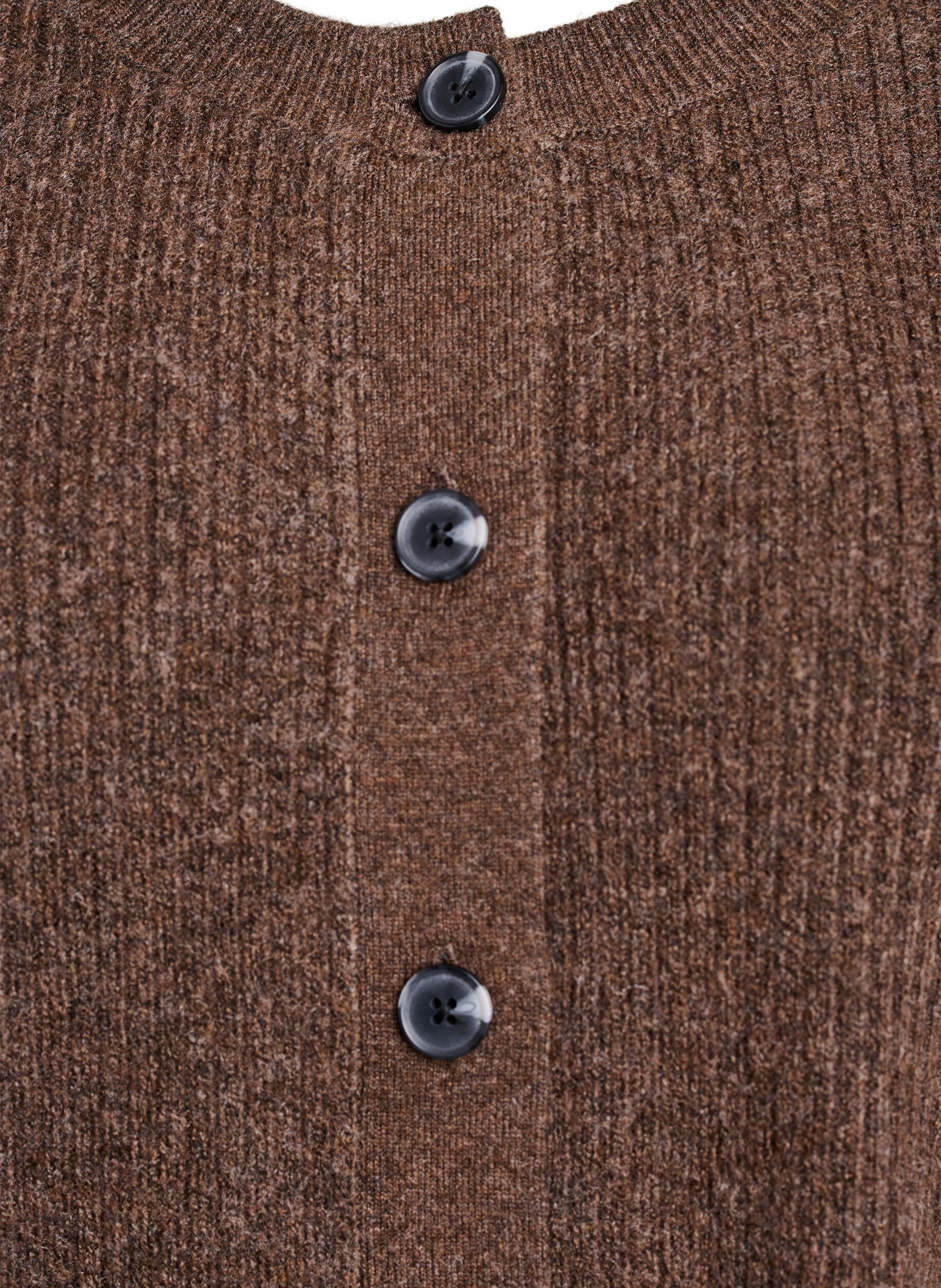 ZizziVest van ribtricot met knopen, Bruin, Packshot image number 2